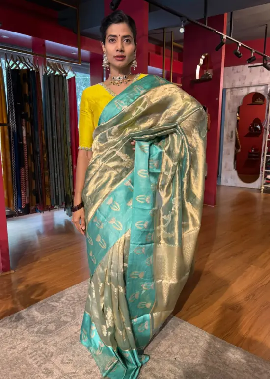 Blue Banarasi Tissue Silk Saree