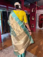 Blue Banarasi Tissue Silk Saree - Image 6