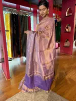 Lavender Tissue Silk Saree With Ready Made Blouse - Image 5