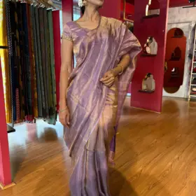 Lavender Tissue Silk Saree With Ready Made Blouse