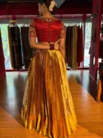 Maroon Embroidered Gold  Silk Lehenga set of 2 - Image 4