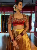 Maroon Embroidered Gold  Silk Lehenga set of 2 - Image 2