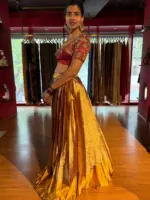 Maroon Embroidered Gold  Silk Lehenga set of 2