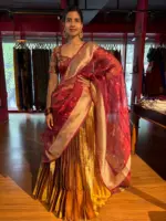 Maroon Embroidered Gold  Silk Lehenga set of 3