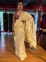 Ivory Banarasi Silk Saree