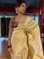 Ivory Banarasi Silk Saree - Image 3