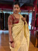 Ivory Banarasi Silk Saree - Image 5