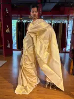 Ivory Banarasi Silk Saree - Image 2