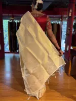 Ivory Banarasi Silk Saree - Image 6